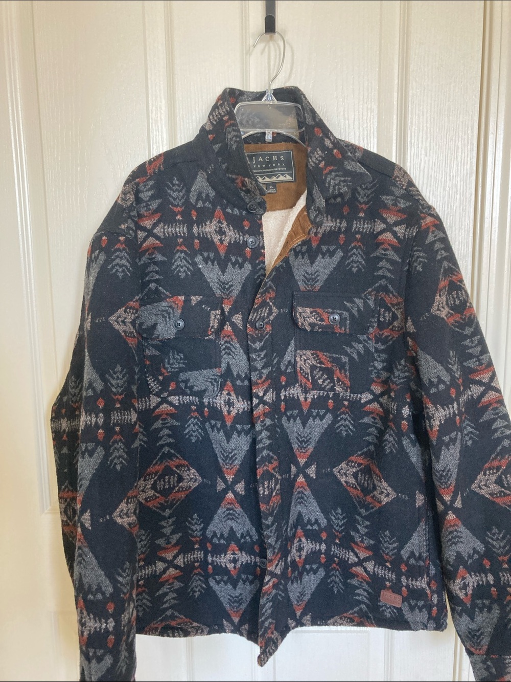 Jachs Men’s Black, Gray & Rust Patterned Shirt Jacket